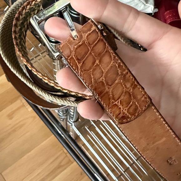 Veari Crocodile Alligator Leather Belt Light Brown - Picture 11 of 12